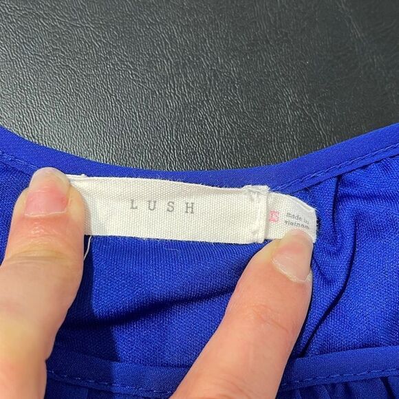 Lush Women's Mini Dress Elastic Wiast Flutter Sleeve Flare Swing Blue Size XS - Picture 5 of 10